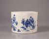 A Chinese blue and white crackle-glazed brush pot