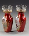 A PAIR OF RED ENAMEL VASES, AUSTRIA, 19TH CENTURY
