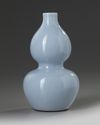 A small Chinese pale-blue crackle-glazed double gourd vase