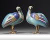 A PAIR OF CHINESE CLOISONNÉ  ENAMEL BIRD CENSERS