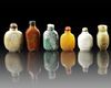 SIX CHINESE HARDSTONE SNUFF BOTTLES