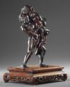 A JAPANESE BRONZE OKIMONO OF TWO SUMO WRESTLERS, MEIJI PERIOD (1868-1912)