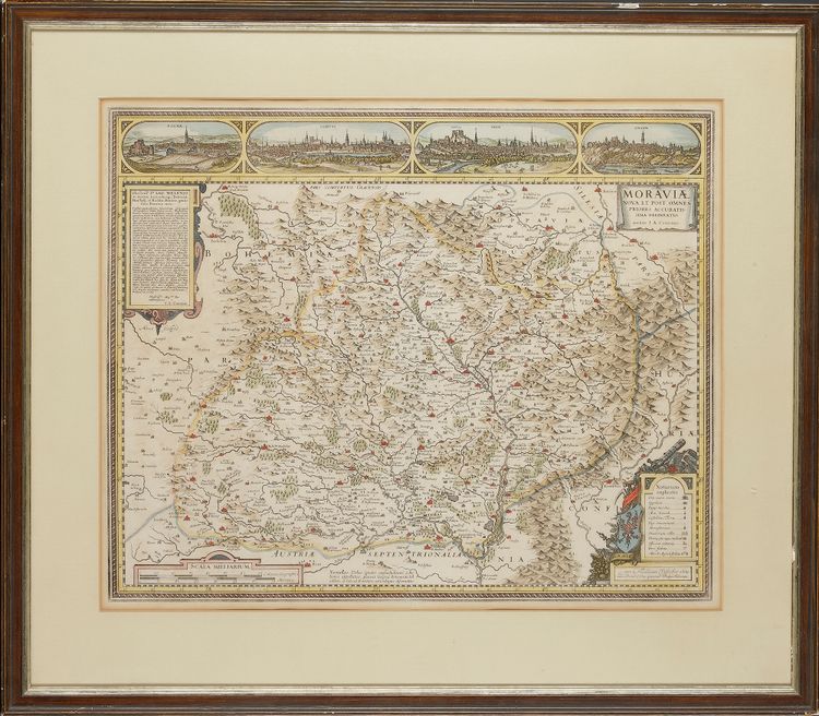 A MORAVIA, DECORATIVE MAP, 17TH-CENTURY