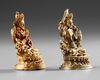TWO SMALL SINO-TIBETAN GILT BRONZE FIGURES OF MANJUSHRI, 19TH CENTURY