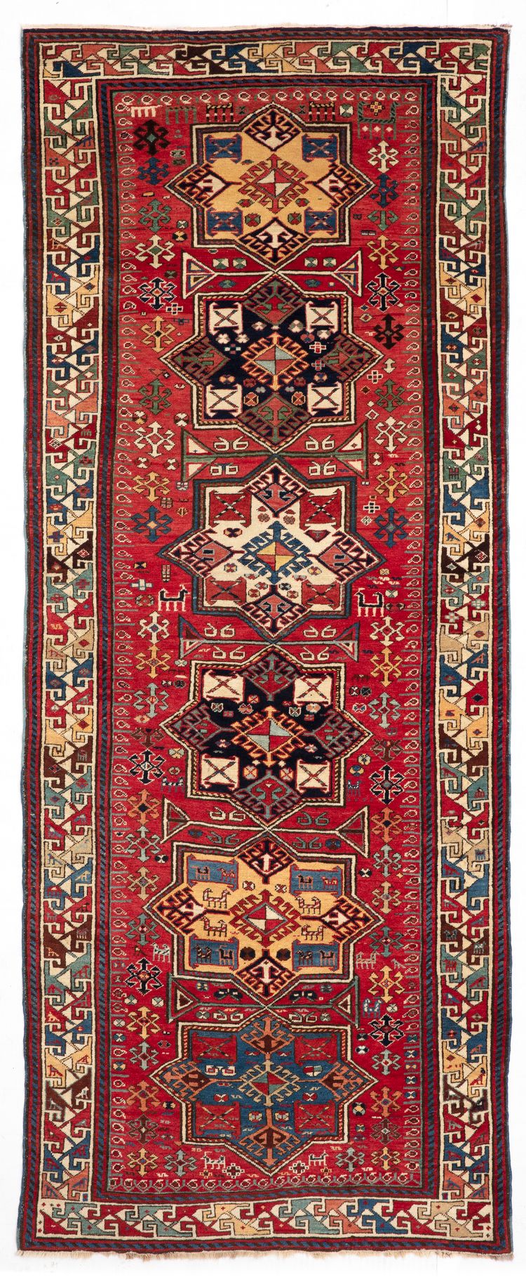 A RARE LARGE AKSTAFA CAUCASIAN RUG, 1870