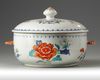 A CHINESE FAMILLE ROSE FLORAL TUREEN AND COVER, 18TH CENTURY