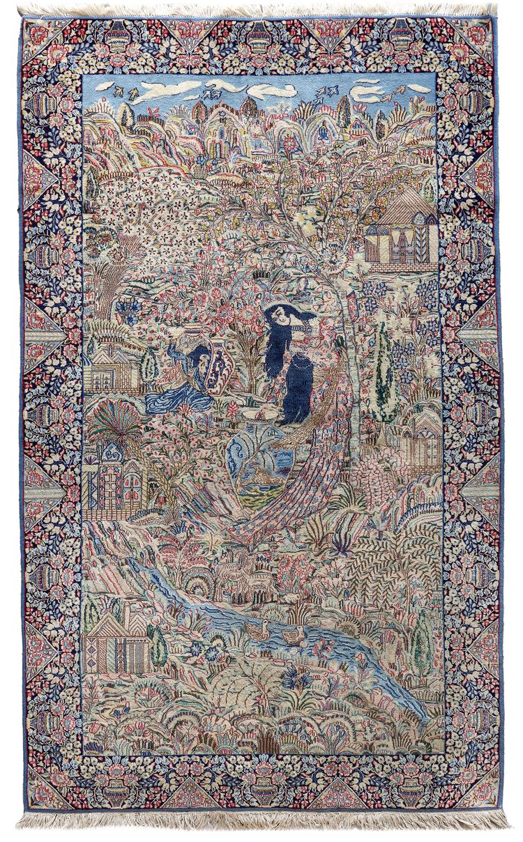 A KERMAN PICTORIAL RUG