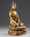A CHINESE GILT AND BRONZE FIGURE OF BUDDHA, 19TH CENTURY