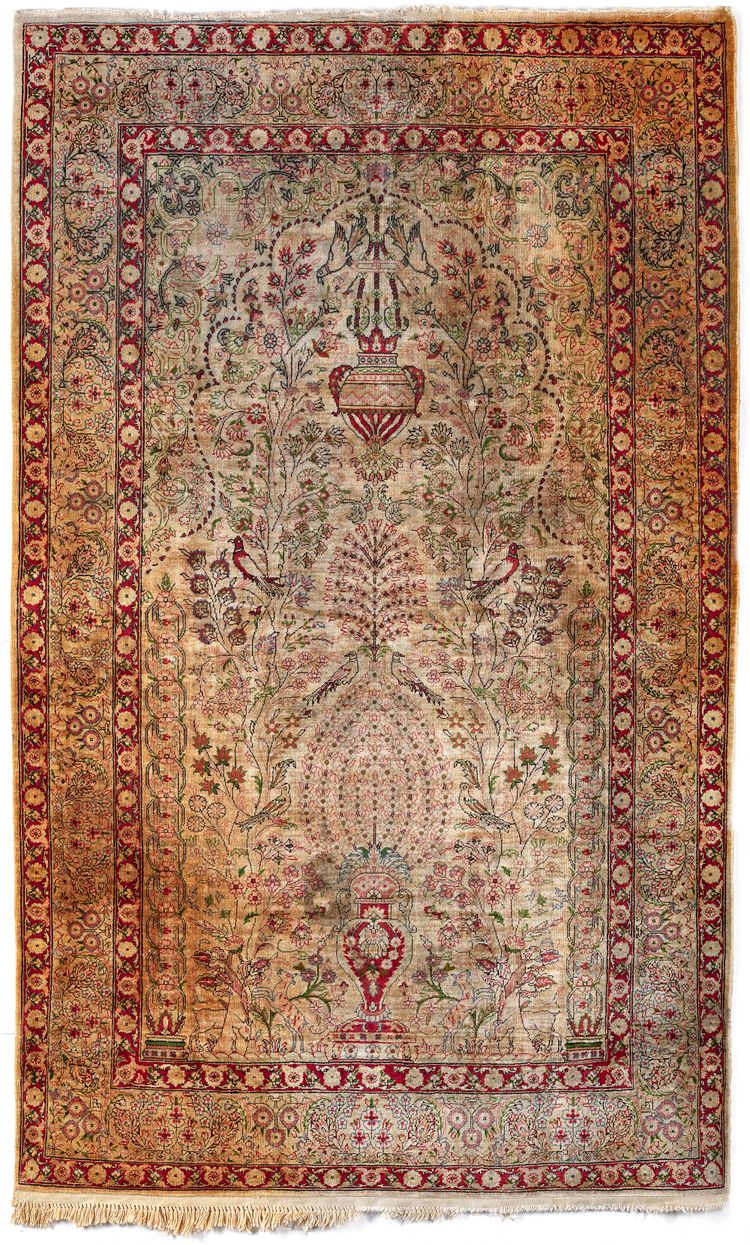 A HEREKE SILK ON SILK RUG, TURKEY, 1950-1960