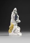 A  SCHREZHEIM FAIENCE STATUETTE 'ALLEGORY OF AUTUMN', 18TH CENTURY