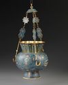 A MOSQUE LAMP, BRONZE WITH CLOISONNÉ ENAMEL DECORATION, CHINA, LATE 19TH CENTURY