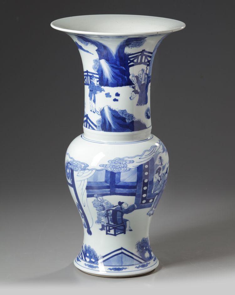 A Chinese blue and white phoenix tail vase