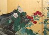 A JAPANESE BYOBU FLOWER GARDEN ON GOLD LEAF, MEIJI PERIOD (1868-1912)