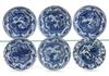 A SET OF SIX CHINESE BLUE AND WHITE DISHES, WANLI PERIOD (1572-1620)