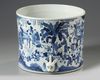 A large Chinese blue and white brush pot