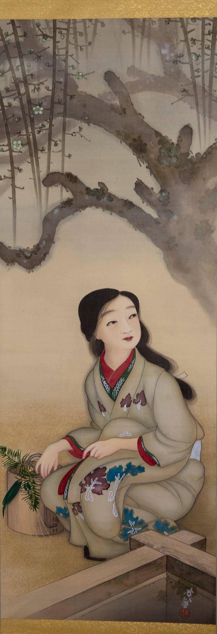 A JAPANESE SCROLL DEPICTING A YOUNG LADY, 19TH CENTURY