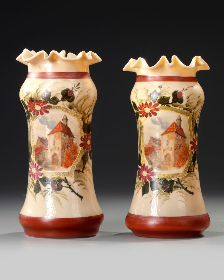 A PAIR OF FRENCH OPALINE VASES, 19TH CENTURY