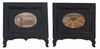 TWO MINIATURES IN INDIAN EBONY WOODEN FRAMES, 20TH CENTURY