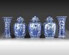 A Chinese blue and white five-piece garniture