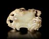 A WHITE JADE CARVING OF PIXIE, CHINA, HAN DYNASTY (206 BC-220 AD)