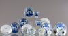 Eight Chinese blue and white cups and saucers