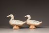 Two Chinese green-glazed red pottery models of ducks