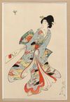 JAPANESE WOODBLOCK PRINT – ELEGANT WOMAN IN KIMONO