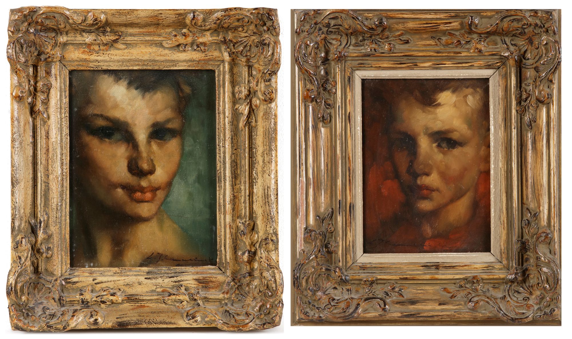 LOUIS JACQUES CAMERLINCKX 1920 1989 A PAIR OF PORTRAITS OF BOYS OIL 