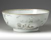 A Chinese grisaille-decorated 'hundred birds' punch bowl