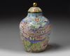 A SMALL CHINESE PAINTED ENAMEL TROMP L'OEIL JAR AND COVER, CHINA, 19TH-20TH CENTURY