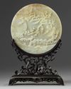 A Chinese celadon jade circular table screen