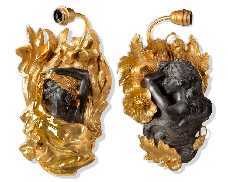 A PAIR OF ART NOUVEAU APPLIQUES, 2OTH CENTURY 