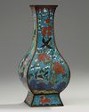 A Chinese cloisonné enamel 'bird and flowers' rectangular-section vase