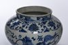 A CHINESE BLUE AND WHITE BUDDHIST LIONS JAR