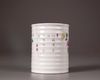 A Chinese famille rose 'chrysanthemum' ribbed brush pot, bitong