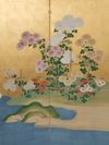 A JAPANESE FLORAL SIX PANEL SCREEN, MEIJI PERIOD (1868-1912)