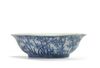 A Chinese blue and white 'bamboo' oval bowl