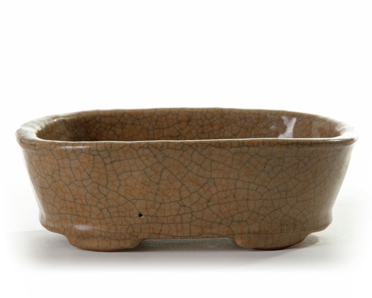 A Chinese brown crackle-glazed jardinière