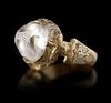 A CRYSTAL GOLD RING