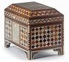 AN OTTOMAN RECTANGULAR MOTHER-OF-PEARL, TORTOISE AND BONE INLAID BOX, 18TH CENTURY