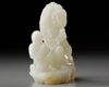 A CHINESE WHITE JADE 'GUANYIN AND ACOLYTE' CARVING, 20TH CENTURY