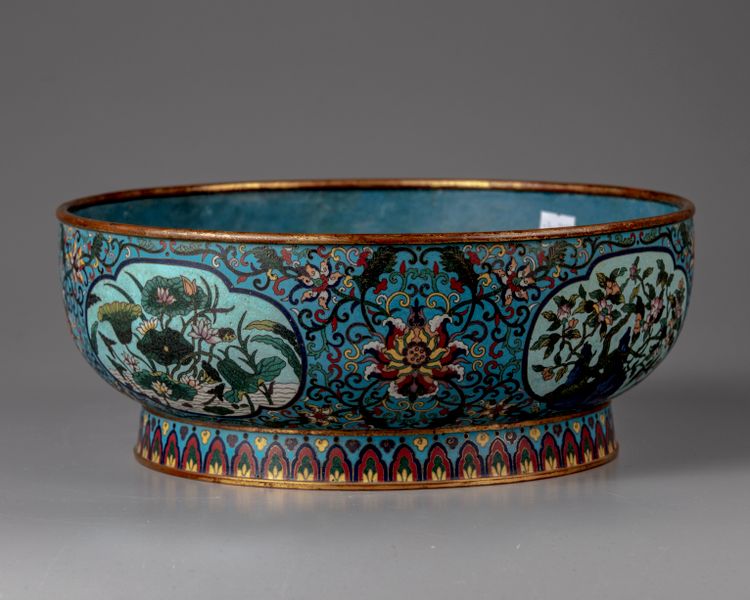 A Chinese cloisonne enamel 'Flowers of the Four Seasons' bowl