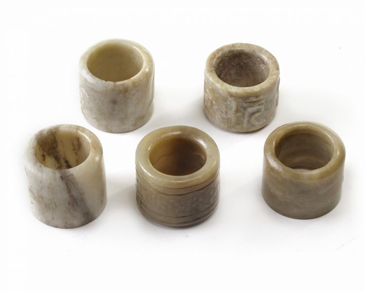Five Chinese jade archer's rings