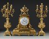 A FRENCH ORMOLU CLOCK SET, LATE 19TH CENTURY