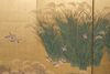 A JAPANESE SIX PANEL SCREEN (BYOBU) WITH SPARROWS AND RICE PLANTS, FIRST HALF 19TH CENTURY