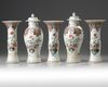 A Chinese famille rose five-piece garniture