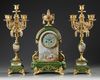 A FRENCH GILT BRONZE CLOCK SET, 19TH CENTURY