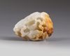 A CHINESE WHITE AND RUSSET JADE 'BAT AND LINGZHI' CARVING, 18TH-19TH CENTURY