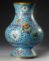 A CHINESE CLOISONNE ENAMEL HU VASE, QING DYNASTY (1644–1911)