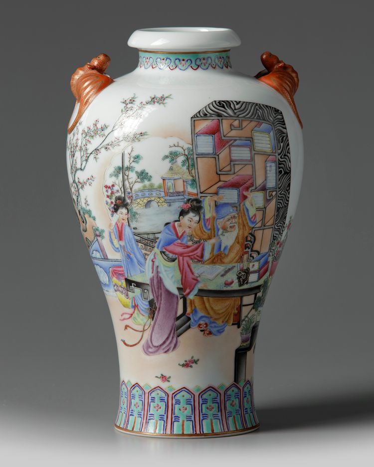A Chinese famille rose 'figural' meiping